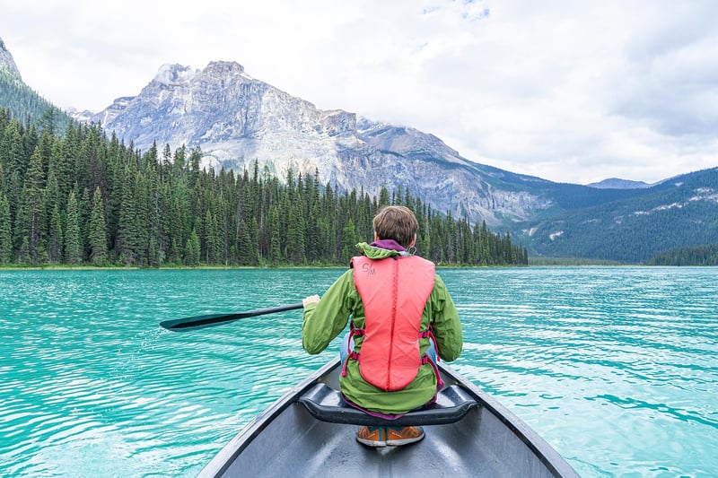 Canoeing in a peaceful lake